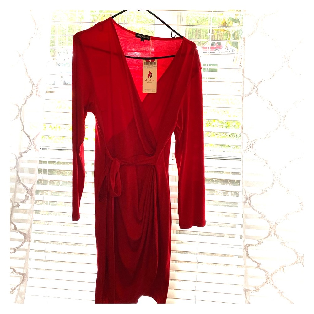 Berry Red Wrap Dress - XL